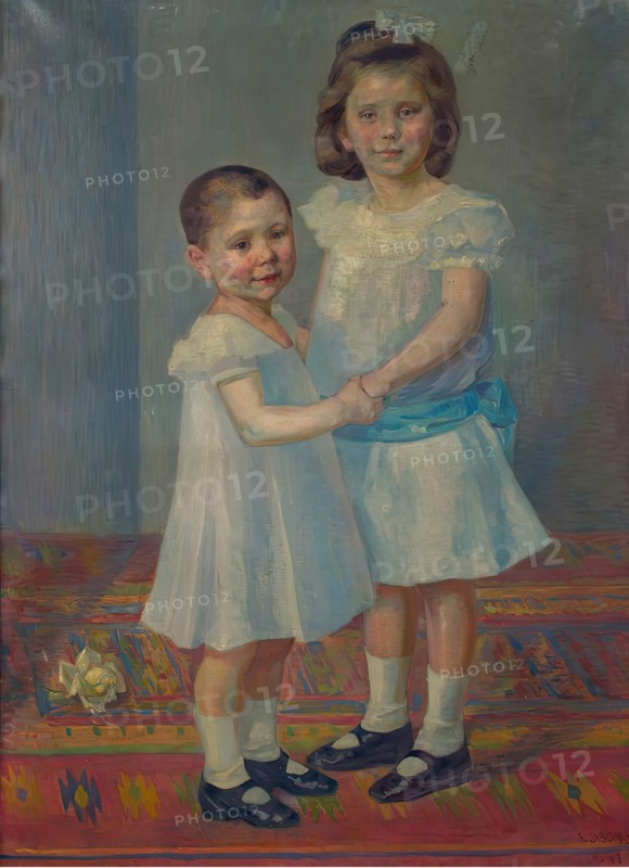 Portrait of two children, 1907. Creator: Franz Jaschke.