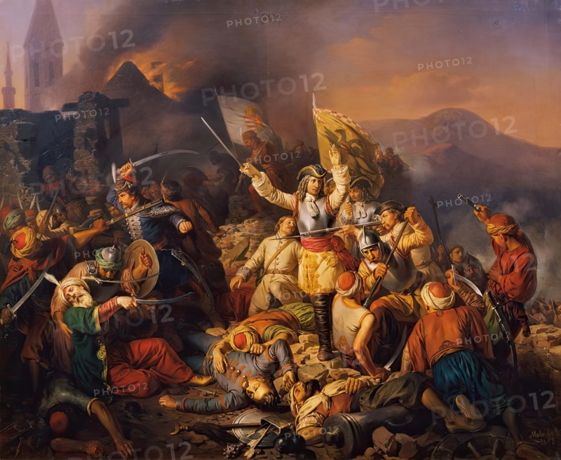 The recapture of Ofen from the hands of the Turks in 1686, 1858. Creator: Jozsef Molnar.