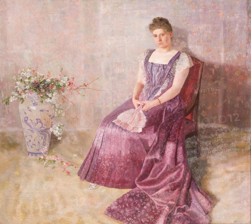 The purple state dress. Mrs. von Birkenreuth, 1891. Creator: Karl Mediz.