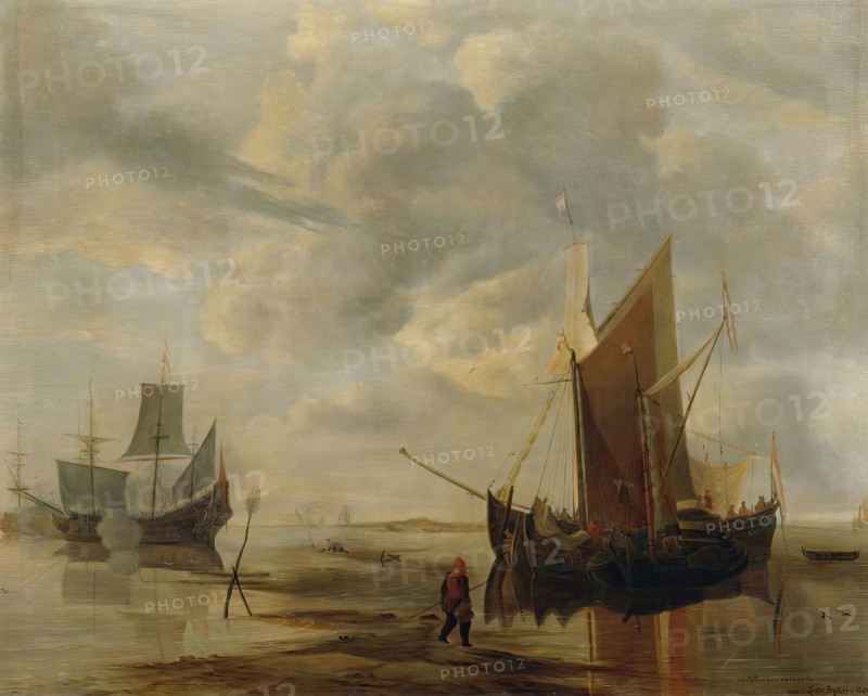 Seascape (copy after Jan van de Capelle), 1900. Creator: Lotte Sykora.