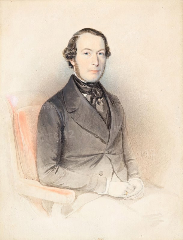 Men's portrait, 1850. Creator: Wenzel Schranil.