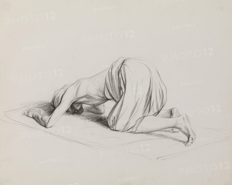 Moslem Prostrating Himself on Prayer Rug, c1883. Creator: Charles Bargue.