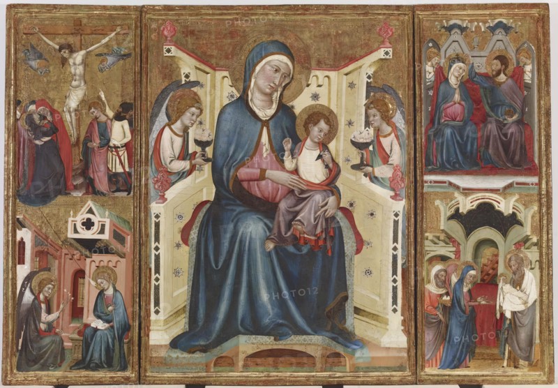 Virgin and Child, with the Crucifixion and the Annunciation, and the Coronation of..., c1340-1348. Creator: Unknown.
