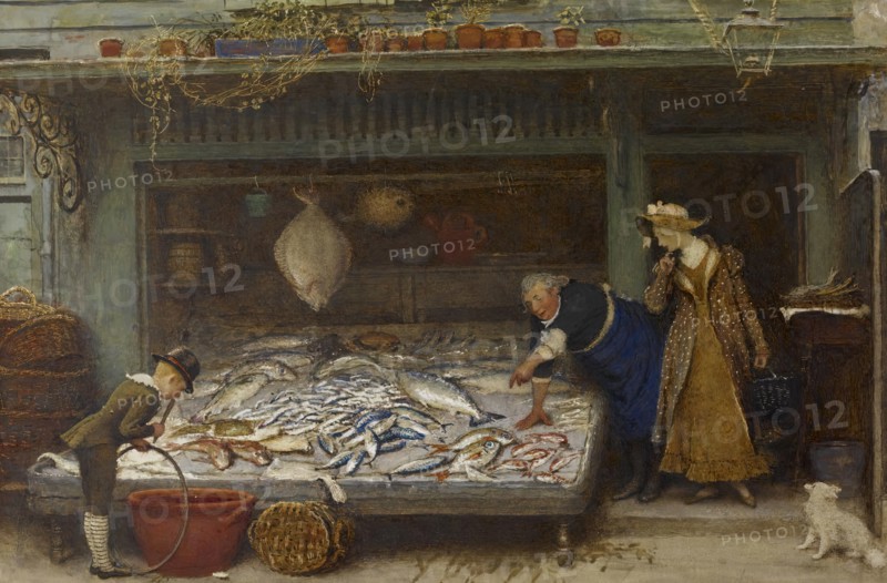 A Fishmonger's Shop, 1873. Creator: Fred Walker.