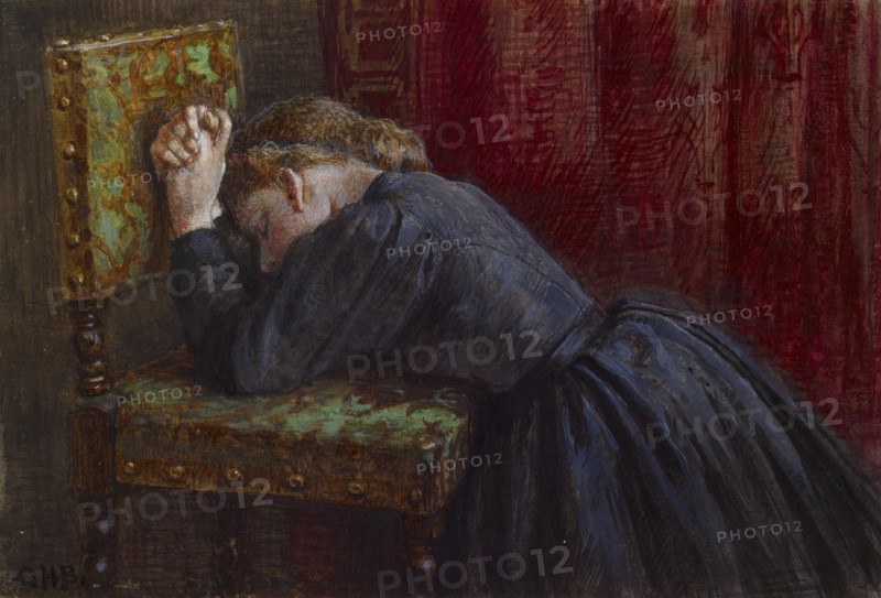 Woman Kneeling In Prayer, c1860. Creator: George Henry Boughton.