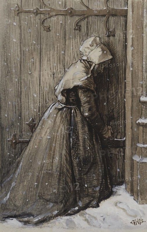 Woman at Church Door, c1860. Creator: George Henry Boughton.