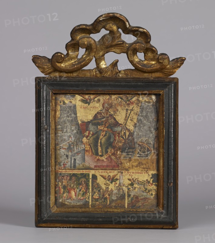 Saint Catherine of Alexandria with Three Scenes from Her Life, 18th century. Creator: Unknown.