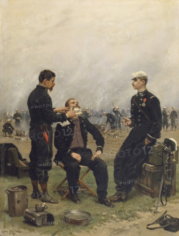 The Camp Barber, 1876. Creator: Jean Baptiste Edouard Detaille.