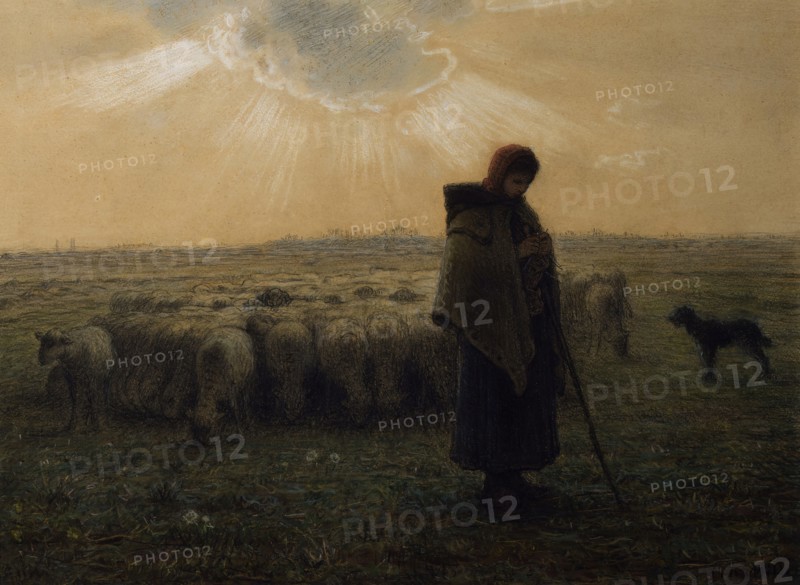 The Shepherdess and Her Flock, 1862-67. Creator: Jean Francois Millet.
