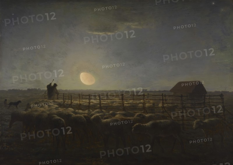 The Sheepfold, Moonlight, 1856-1860. Creator: Jean Francois Millet.