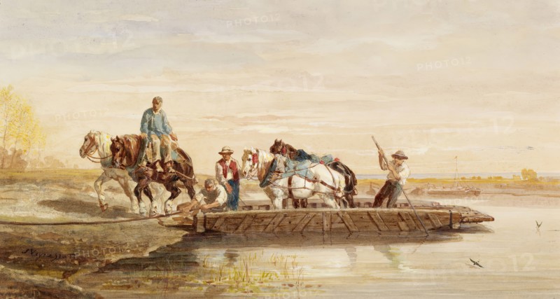 Ferry Horses, c1864. Creator: Jules Jacques Veyrassat.