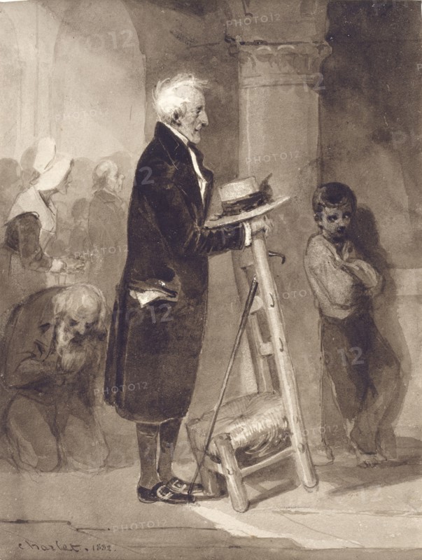 Old Man Before a Prie-Dieu, 1832. Creator: Nicolas-Toussaint Charlet.