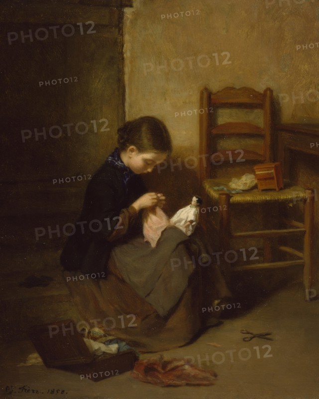 The Little Dressmaker, 1858. Creator: Pierre Edouard Frere.