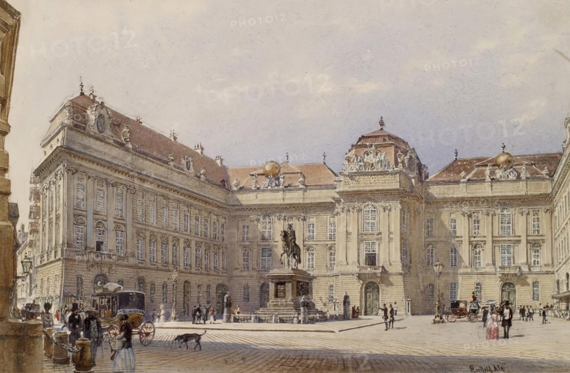 Facade of the National Library, Vienna, 1840-1849. Creator: Rudolf von Alt.
