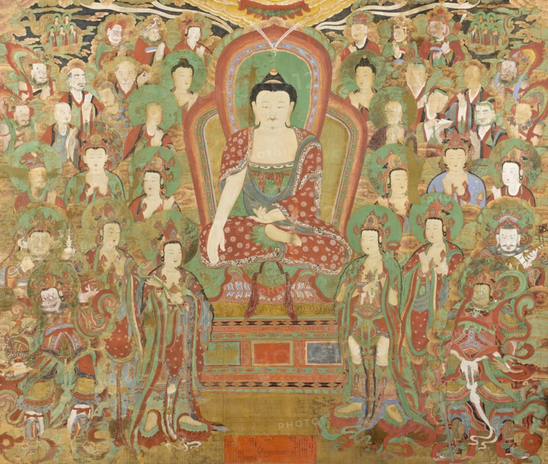 Buddha Seokgamoni (Shakyamuni) Preaching to the Assembly on Vulture Peak (image 1 of 11), Dated 1755 Creator: Anon.