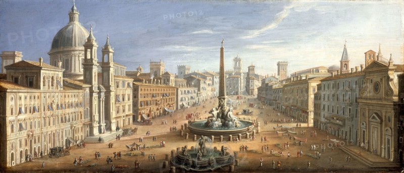 A view of the Piazza Navona, Rome, c1730. Creator: Hendrik Frans van Lint.