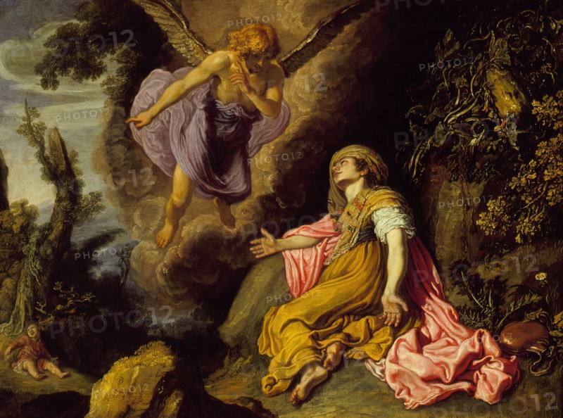 An angel appears and reveals a well of water to Hagar (Genesis 21:14-21) , 1614. Creator: Pieter Lastman.