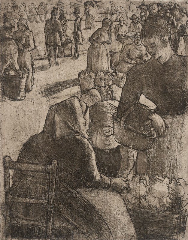 Marché aux Legumes à Pointoise, 1891. Creator: Camille Pissarro.