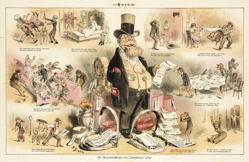 Beauties of the Installment Plan, 1883. Creator: Friedrich Graetz.