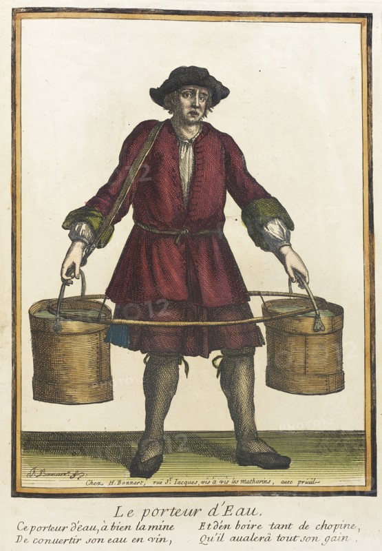 Recueil des modes de la cour de France, 'Le Porteur d'Eau', between 1675 and 1685. Creators: Jean-Baptiste Bonnart, Henri Bonnart.