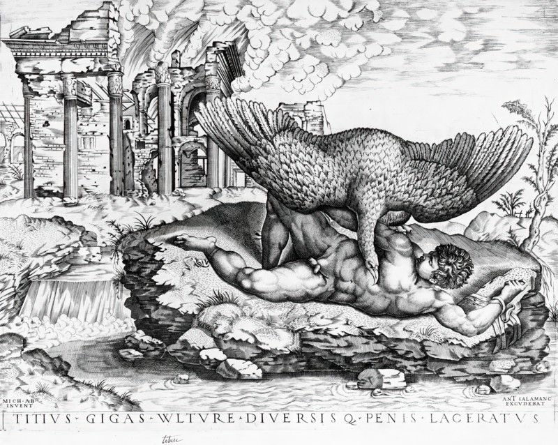 Tityus, c1540. Creators: Nicolas Beatrizet, Michelangelo Buonarroti.