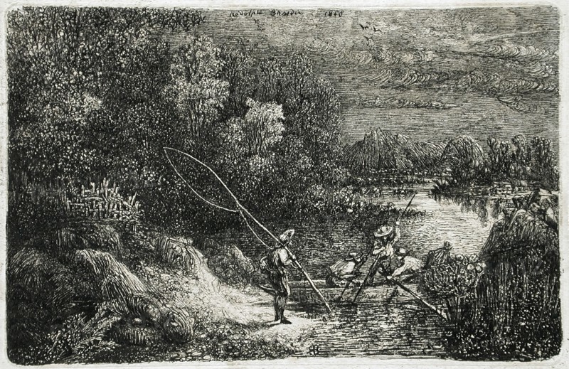 Fisherman in a Fantastic Landscape, 1868. Creator: Rodolphe Bresdin.