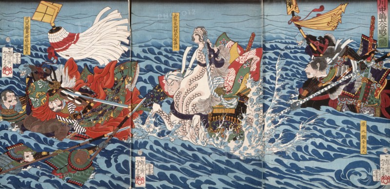 The Great Battle at Kawanakajima, Published in 1866. Creator: Tsukioka Yoshitoshi.