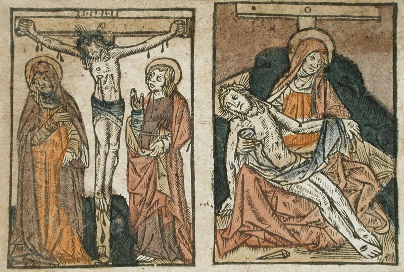 Christ on the Cross and The Lamentation (Pietà), c1480. Creator: Unknown.