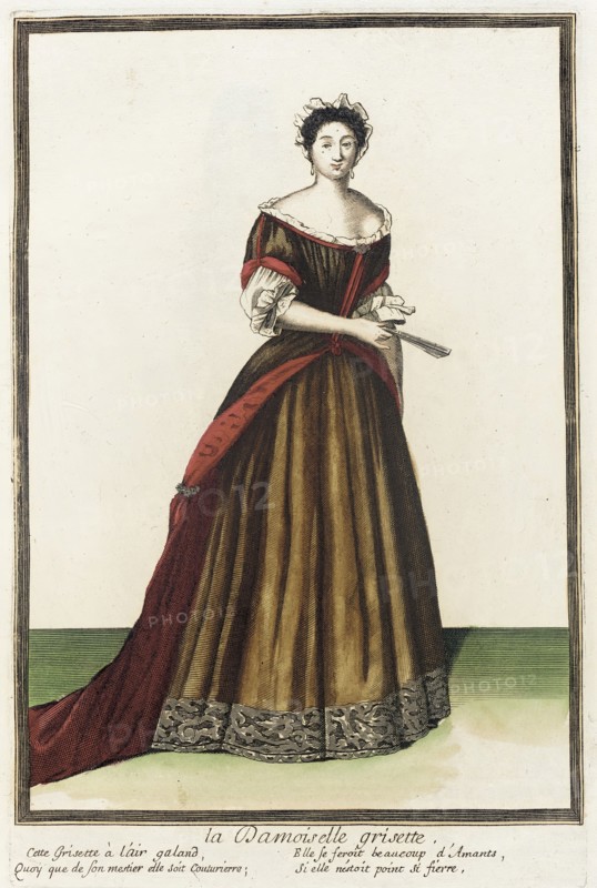 Recueil des modes de la cour de France, 'La Damoiselle Grisette', Bound 1703-1704. Creator: Unknown.