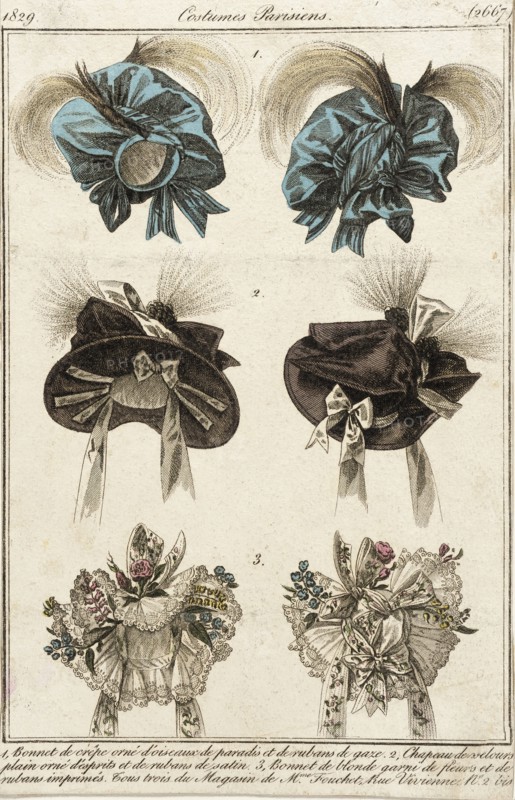 Fashion Plate (Costumes Parisiens), 1829. Creator: Unknown.