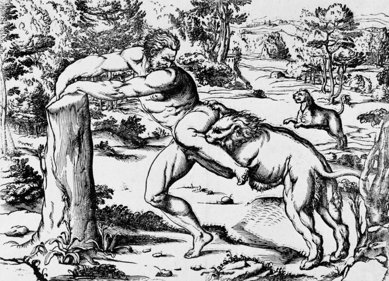 Milo of Croton, c1540. Creators: Nicolo Boldrini, Pordenone.