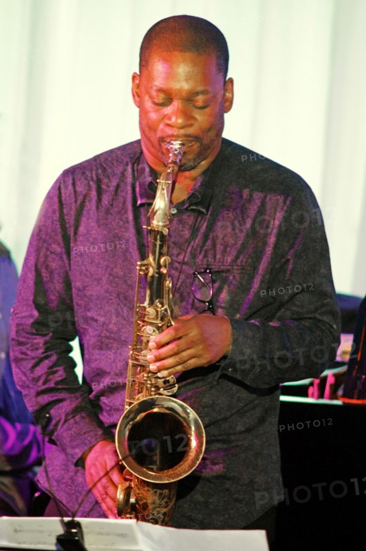 Ravi Coltrane and Andy Milne, Ravi Coltrane Quintet, Watermill Jazz Club, Dorking, Surrey, May 2018. Creator: Brian O'Connor.