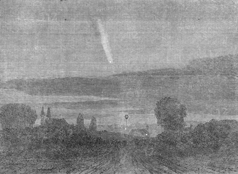 The Comet as it appeared on Tuesday evening, at eleven o'clock, from near the South-Western..., 1861 Creator: Unknown.