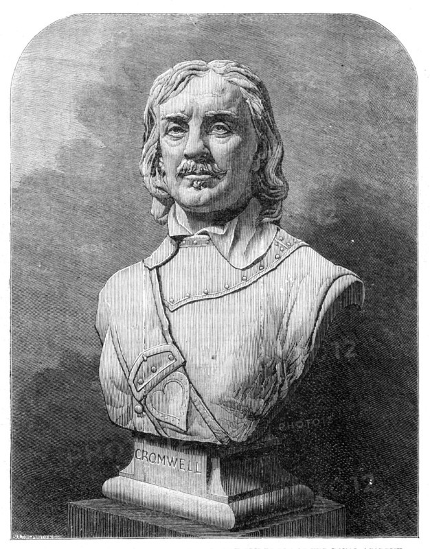 Bust of Cromwell by M. Noble, in the exhibition of the Royal Academy, 1861. Creators: Unknown, Matthew Noble.