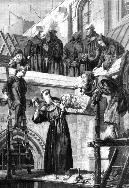 The Franciscan Sculptor, by H. S. Marks, from the exhibition of the Royal Academy, 1861. Creator: Dalziel Brothers.