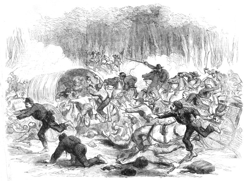 The Civil War in America: the stampede from Bull Run - from a sketch by our special artist, 1861. Creator: Unknown.