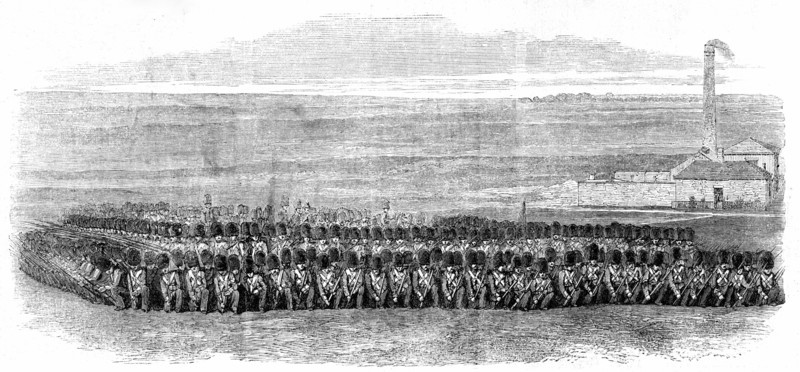 Square of the First Battalion of Grenadier Guards, to which, brigaded with the 36th Regiment...1861. Creator: Unknown.
