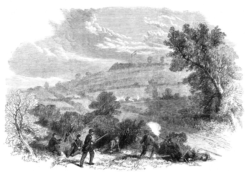 The Civil War in America: Munson's Hill, with the earthwork thrown up by the Confederates..., 1861. Creator: Unknown.