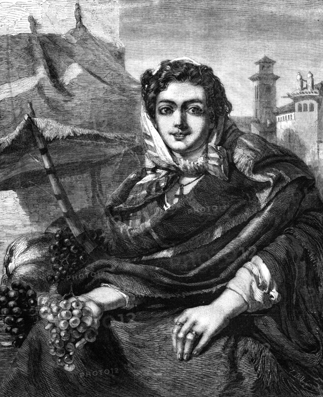 The Grapeseller. By J. Phillip, R.A., in Mr. Flatou's collection, 1861. Creator: E. Skill.