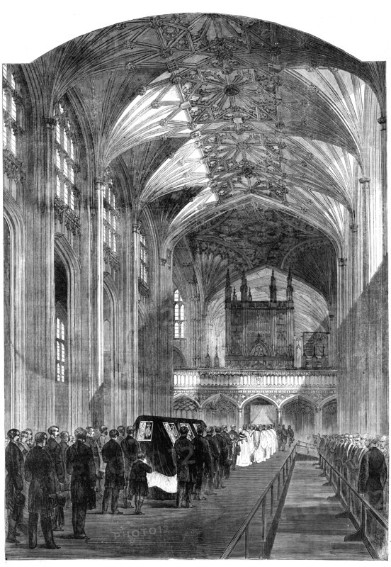 The Funeral Procession in the nave of St. George's Chapel, Windsor, 1861. Creator: Unknown.