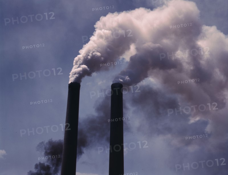 Smoke stacks, 1942. Creator: Alfred T Palmer.