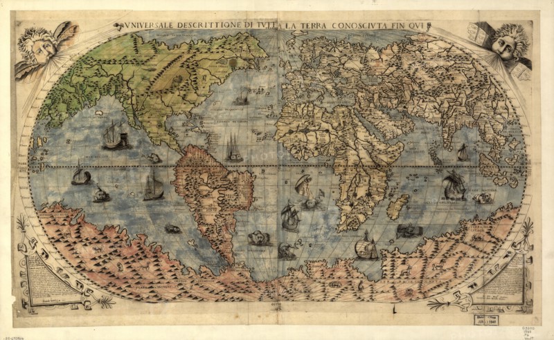 Vniversale descrittione di tvtta la terra conoscivta fin qvi, 1565. Creators: Paolo Forlani, Ferrando Bertelli.