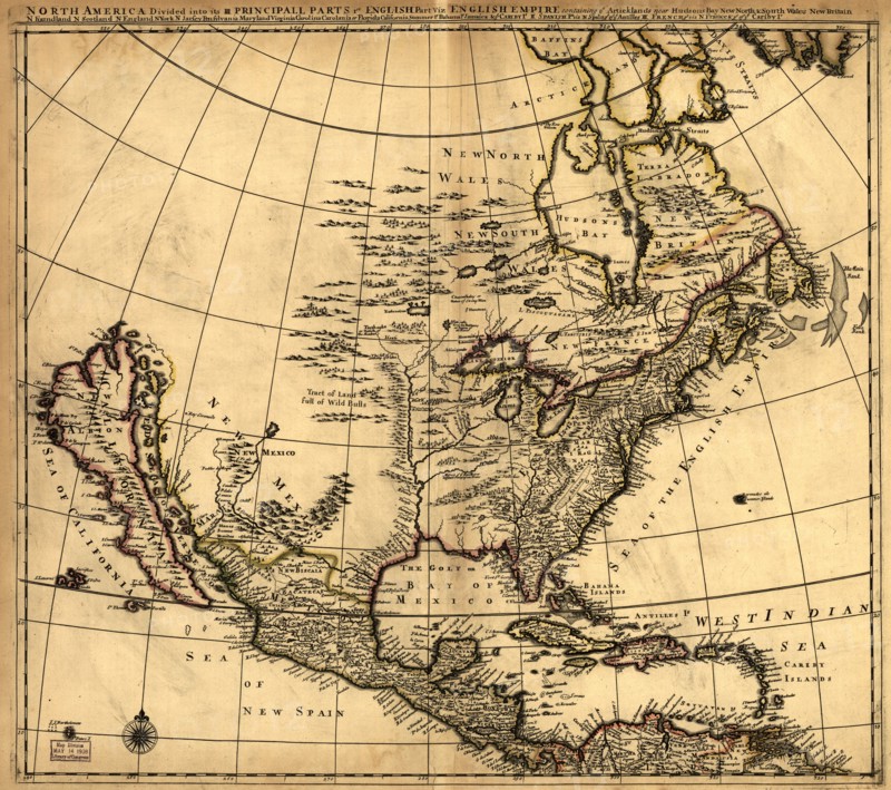 North America divided into its III principall [sic] parts, 1685. Creator: Philip Lea.