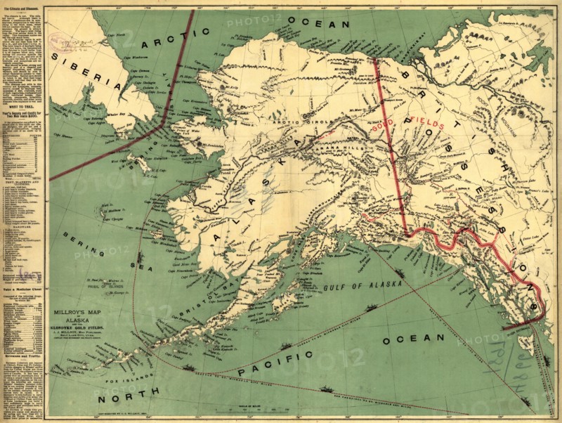 Millroy's map of Alaska and the Klondyke gold fields, 1897. Creator: J. J. Millroy.