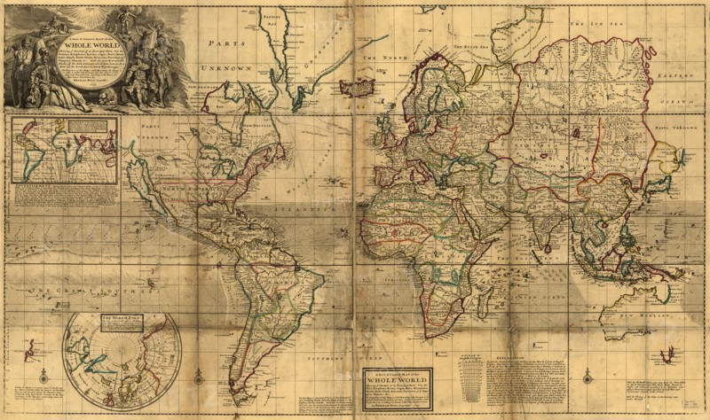 A new & correct map of the whole World, 1719. Creator: Herman Moll.