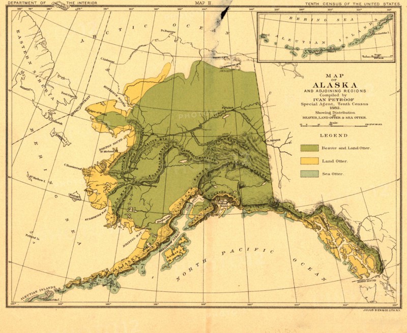 Map of Alaska and adjoining regions, 1882. Creator: Ivan Petrof.