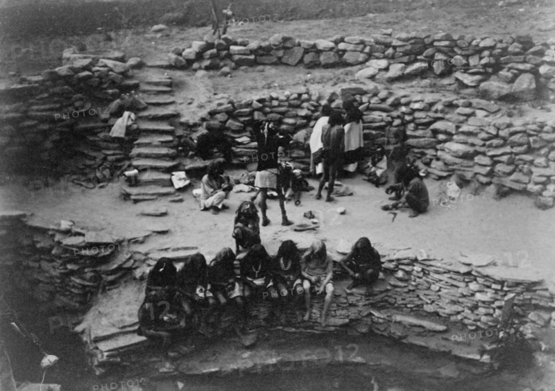 Flute dancers at Tureva Spring, c1905. Creator: Edward Sheriff Curtis.