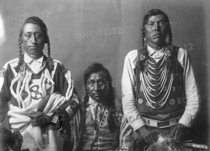 Spotted Eagle, Heavy Gun, and Robert Calf Robe, c1910. Creator: Edward Sheriff Curtis.