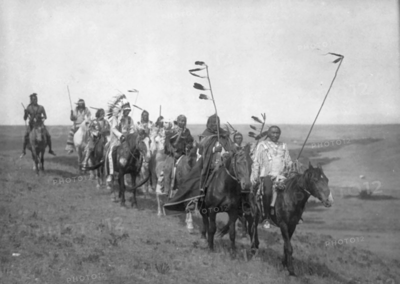 On the war path-Atsina, c1908. Creator: Edward Sheriff Curtis.