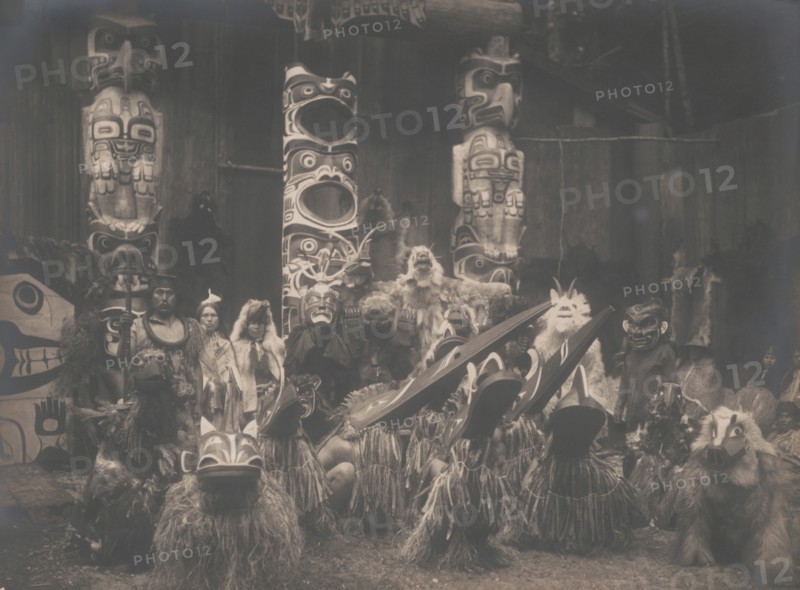 Masked dancers-Qagyuhl, c1914. Creator: Edward Sheriff Curtis.